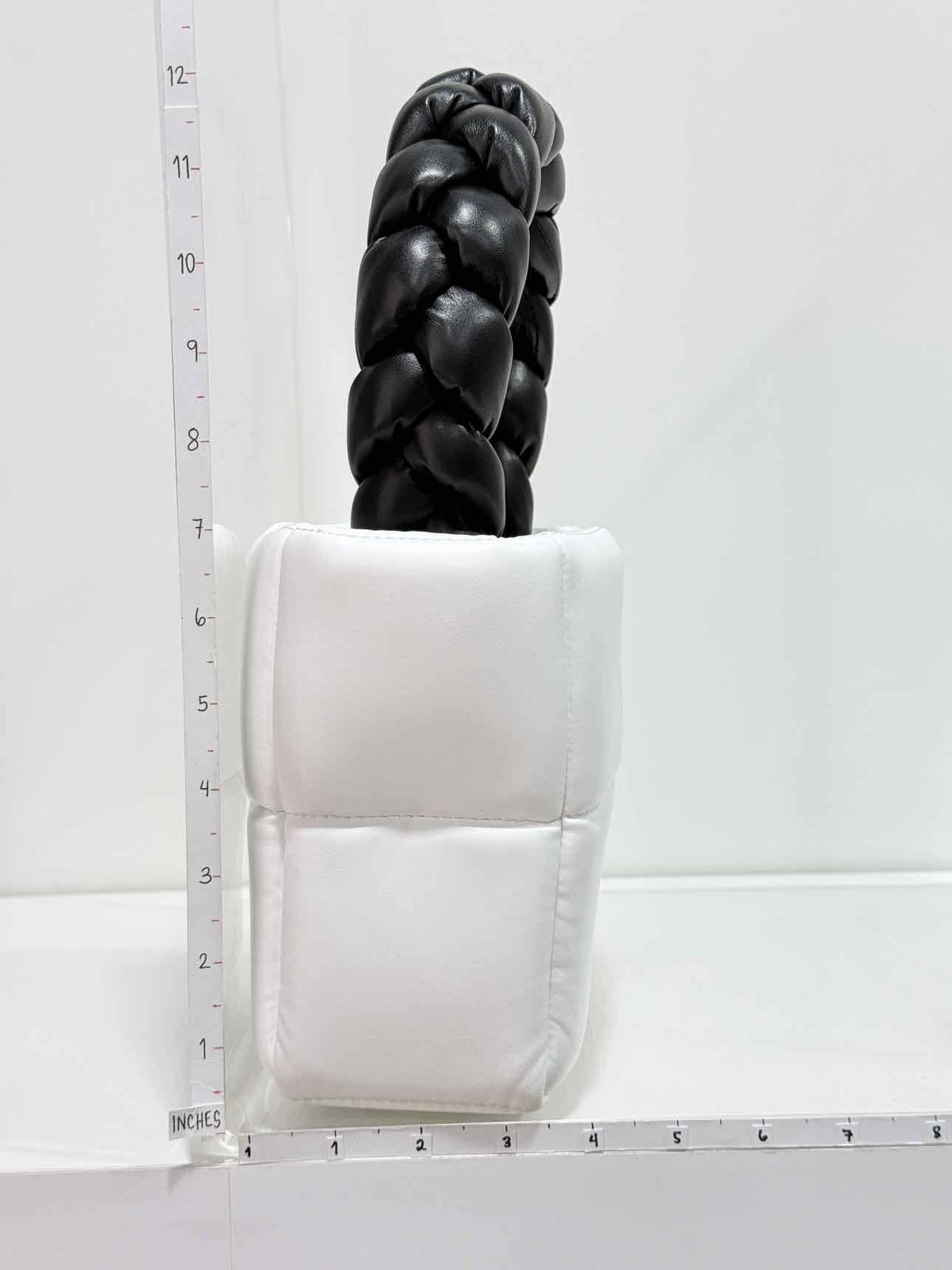 A.W.A.K.E. MODE Celia White & Black Quilted Top Handle