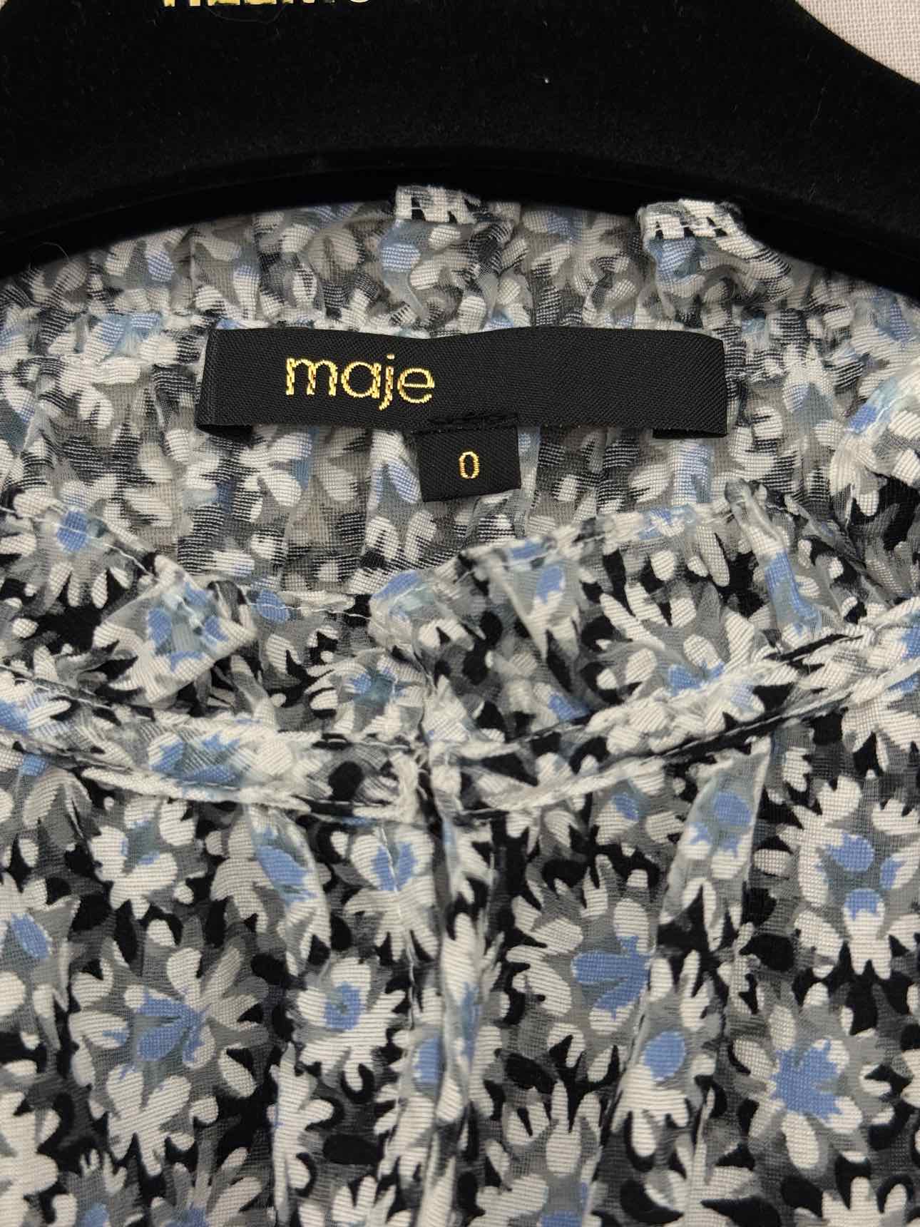 MAJE Blue Multicolor Daisy Print Size US 0 2 PC Top