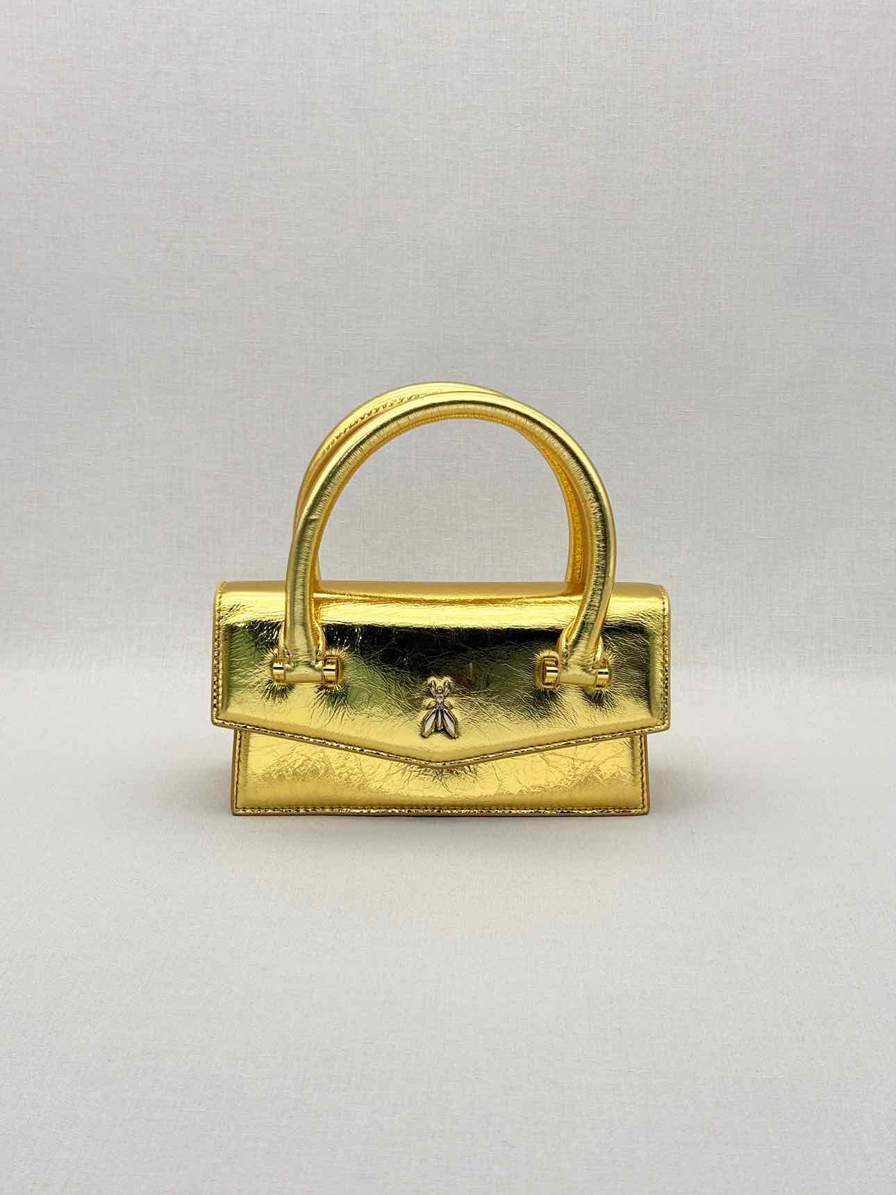 PATRIZIA PEPE Fly Bamby Metallic Gold Top Handle