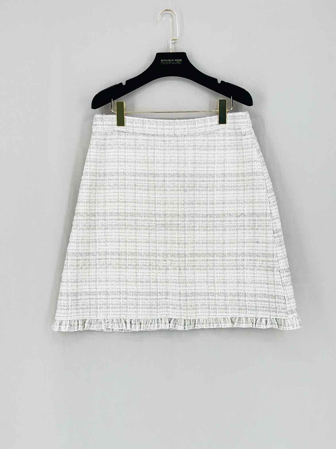 KATE SPADE Silver & White Size US 10 Mini Skirt