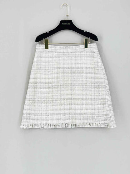 KATE SPADE Silver & White Size US 10 Mini Skirt