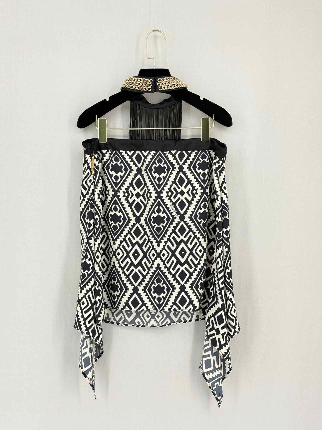 ELISABETTA FRANCHI Black & White Printed Size US 6 Top