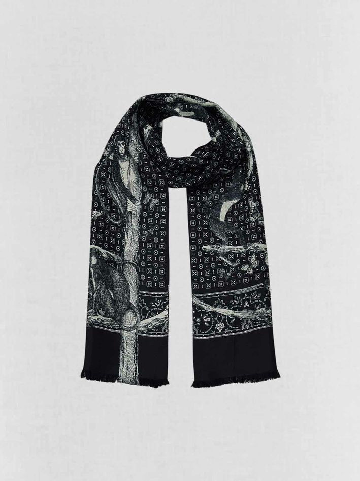 DOLCE & GABBANA Black & White Monkey Print Twill