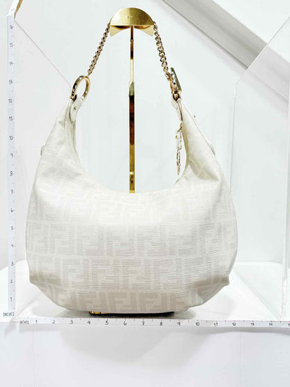 FENDI Chef Chain White & Grey Zucca Hobo bag