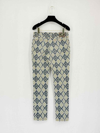 ETRO Blue Multicolor Diamond Pattern Size 27 Jeans