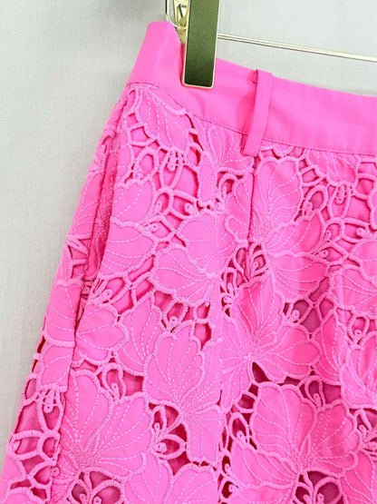 SELF-PORTRAIT Scalloped Hem Pink Lace Size US 4 Shorts