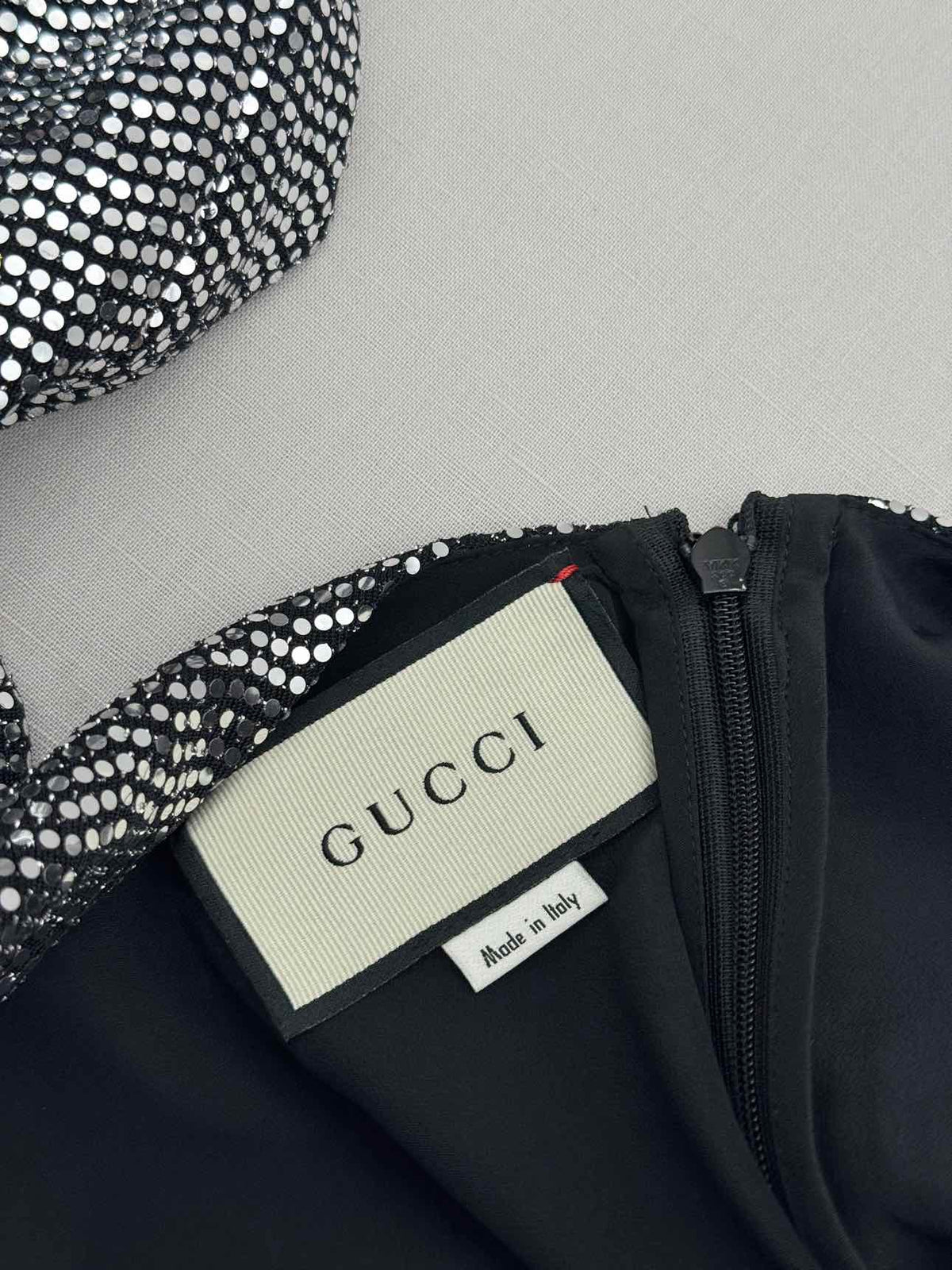 GUCCI Silver & Black Size XSmall Long Dress
