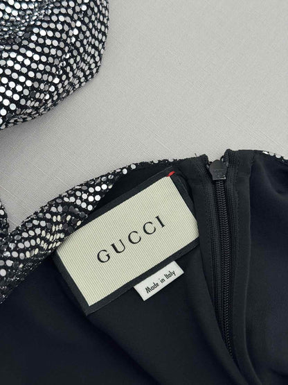 GUCCI Silver & Black Size XSmall Long Dress
