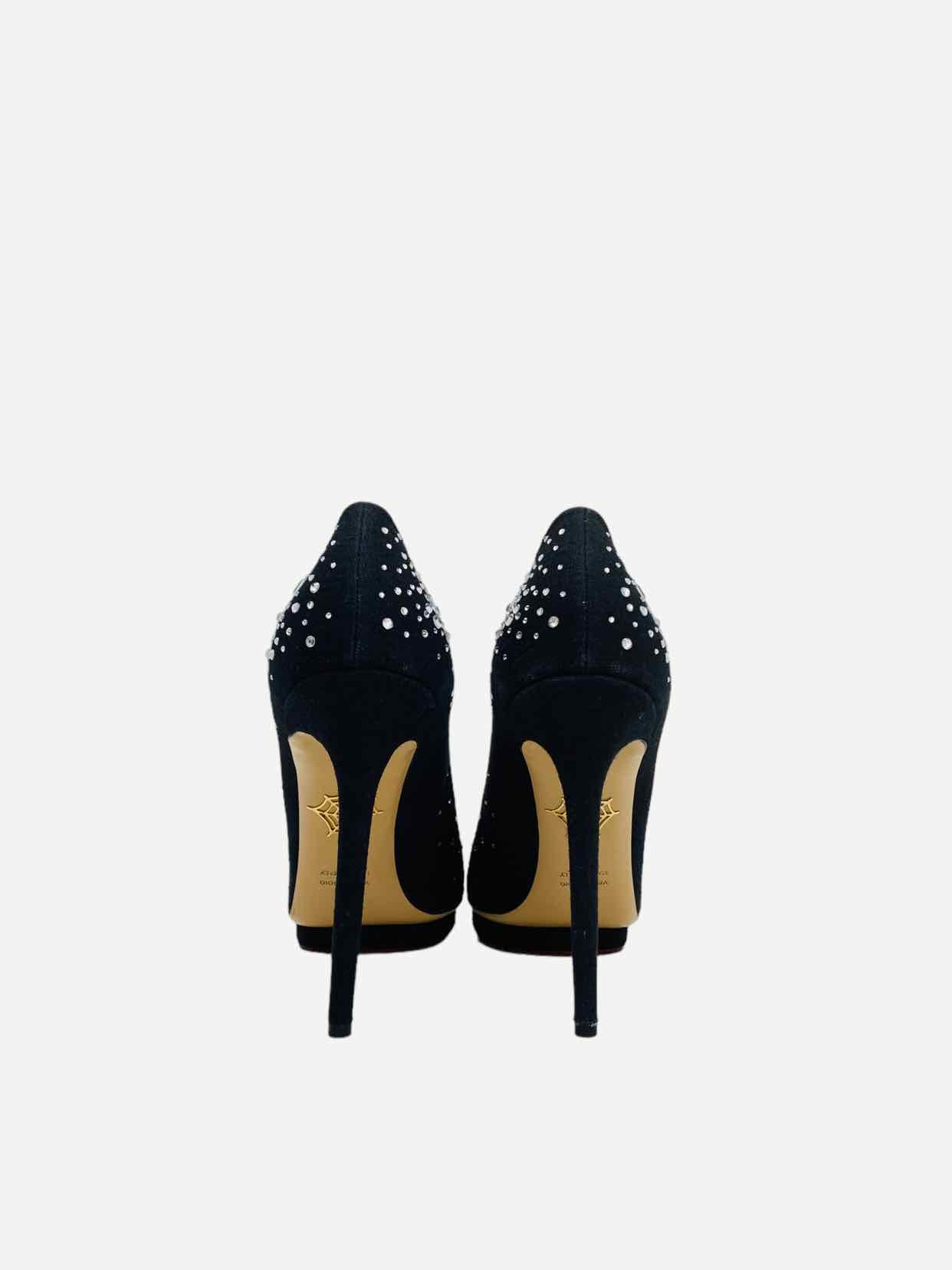 CHARLOTTE OLYMPIA Bejewelled Dotty Black Pumps 41