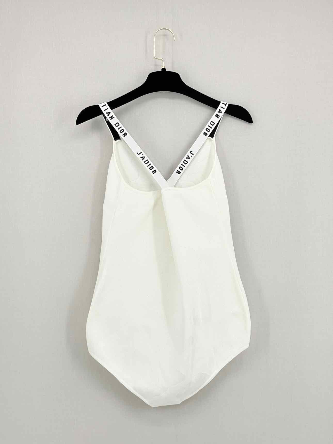 CHRISTIAN DIOR White & Black Size Medium Bodysuit