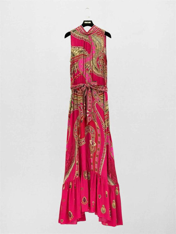 CAMILLA Red Multicolor Size Small Long Dress