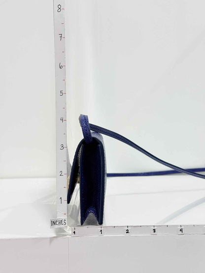 JACQUEMUS Mini Le Bello Blue Lizard Embossed Crossbody