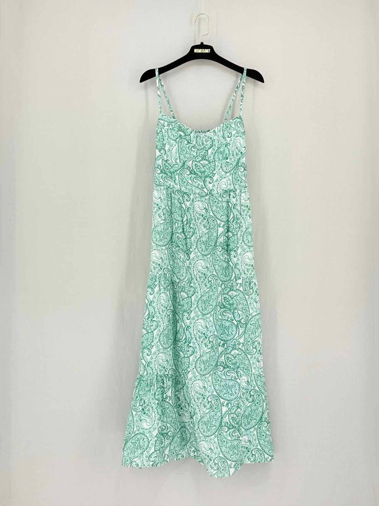 POSITANO COUTURE White & Green Size Medium Midi Dress