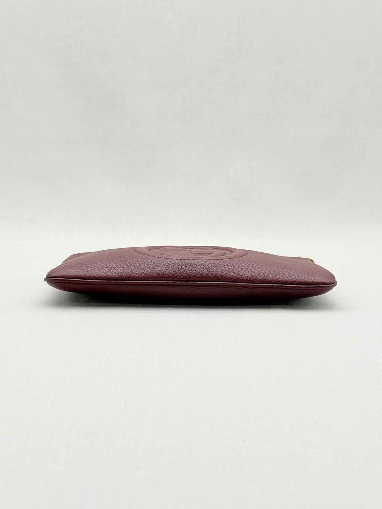 GUCCI Soho Burgundy GG Embossed Wristlet