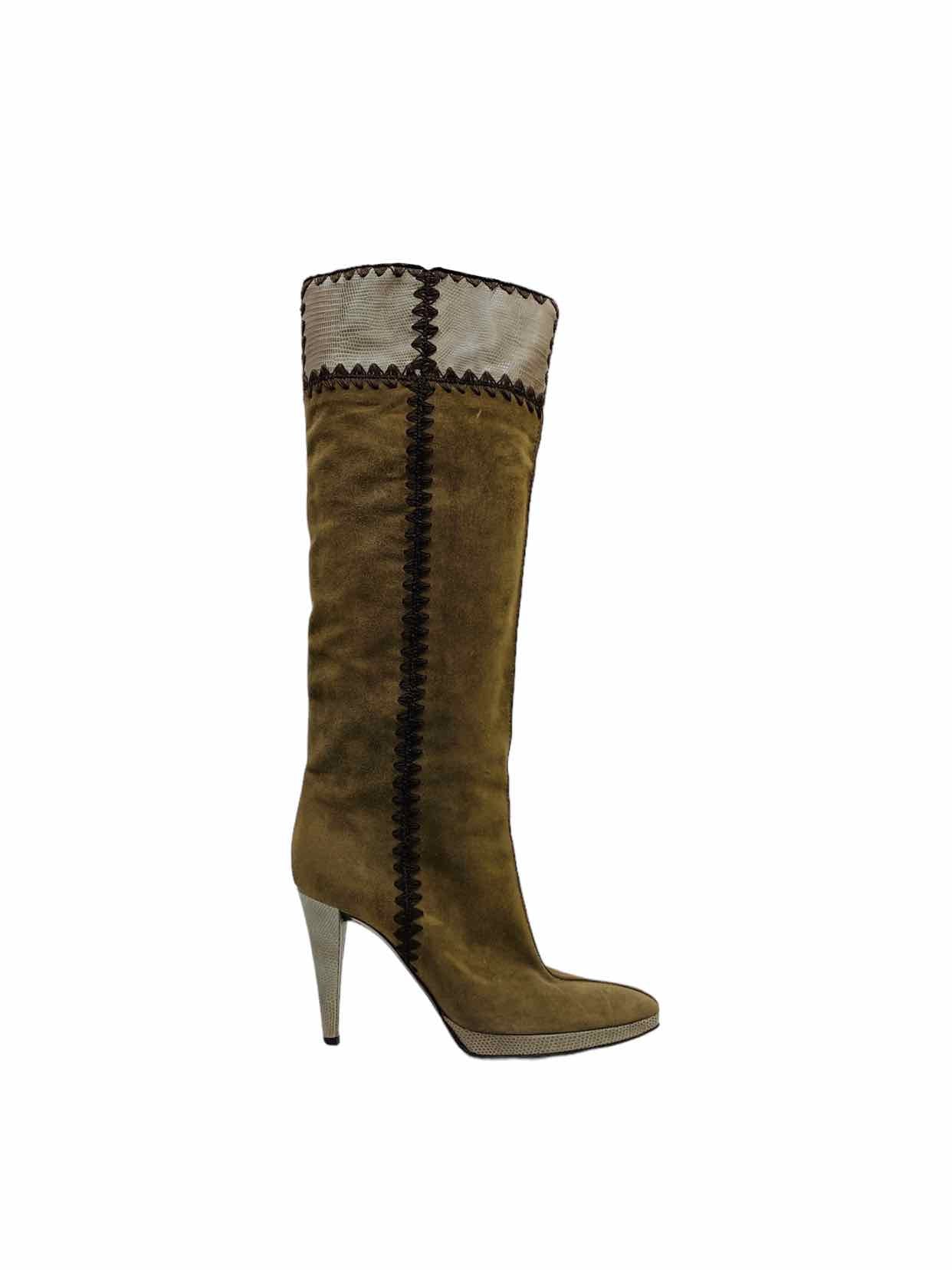 SERGIO ROSSI Brown Knee High Boots 38