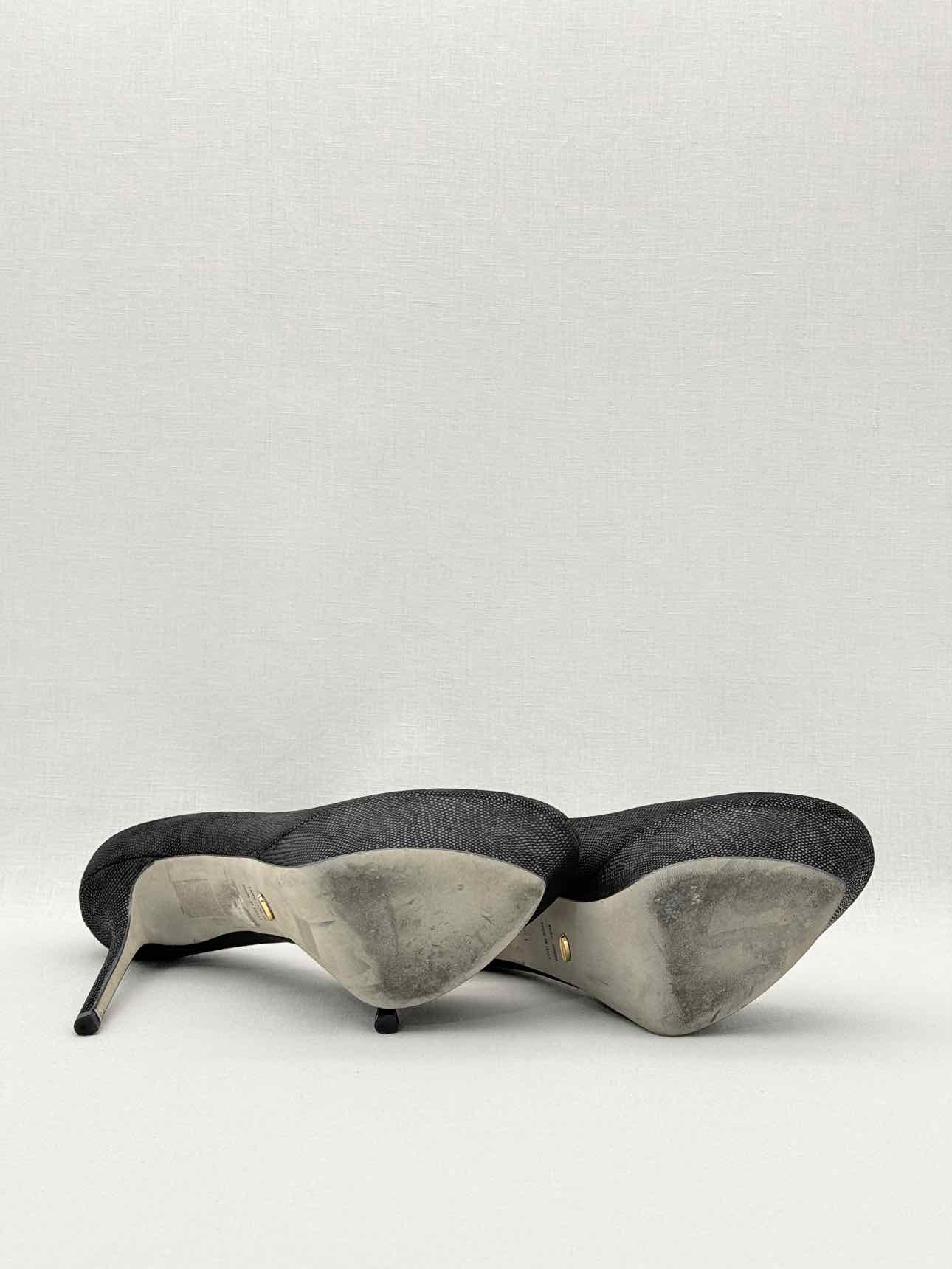 SERGIO ROSSI Black Lizard Embossed Size EU 41 Pumps