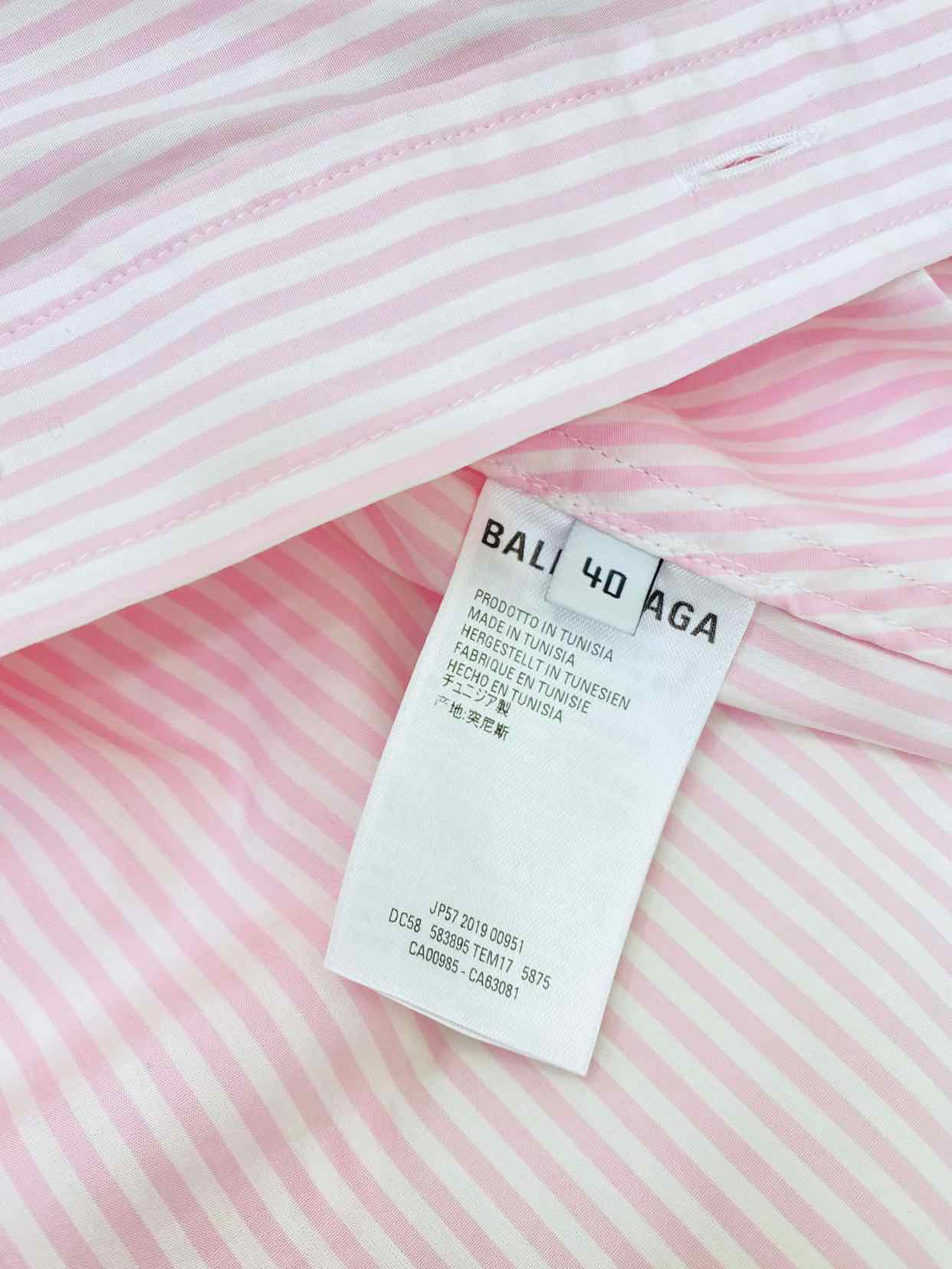 BALENCIAGA Oversized Pink & White Striped Shirt