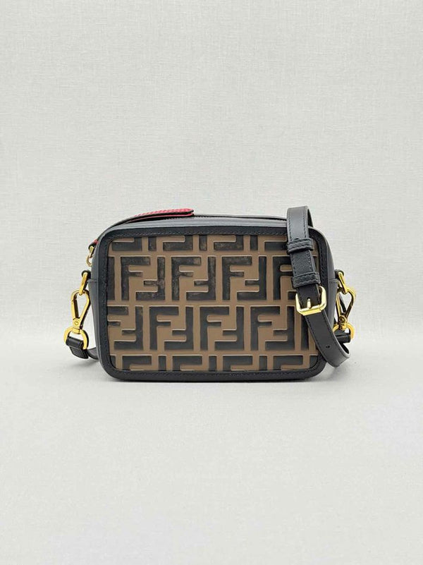 FENDI Camera Case Black & Brown Embossed Crossbody