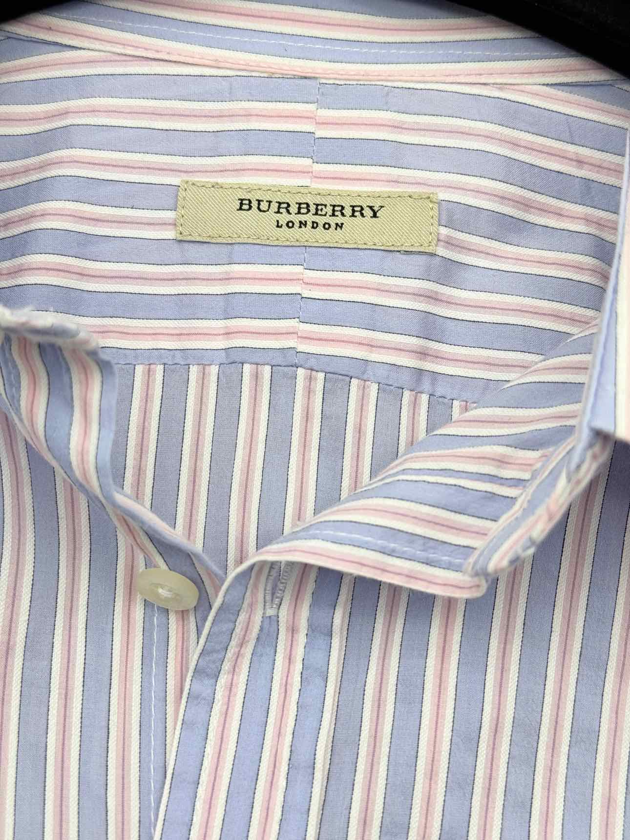 BURBERRY Blue & Pink Striped Size 39 Shirt