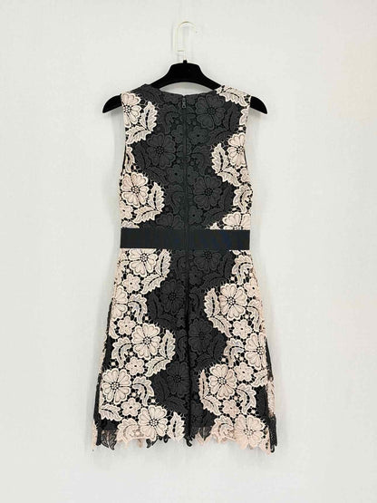 ALICE + OLIVIA Black & Beige Lace Size US 4 Short Dress