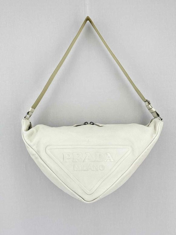 PRADA Triangle Off-white Shoulder Bag