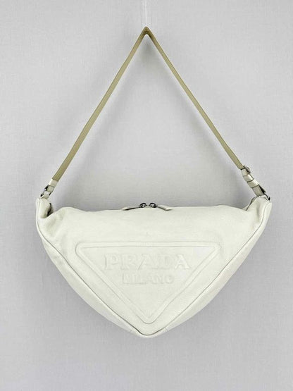 PRADA Triangle Off-white Shoulder Bag
