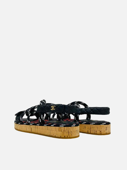 CHANEL Dad Cord Black Multicolor Size EU 40C Sandals