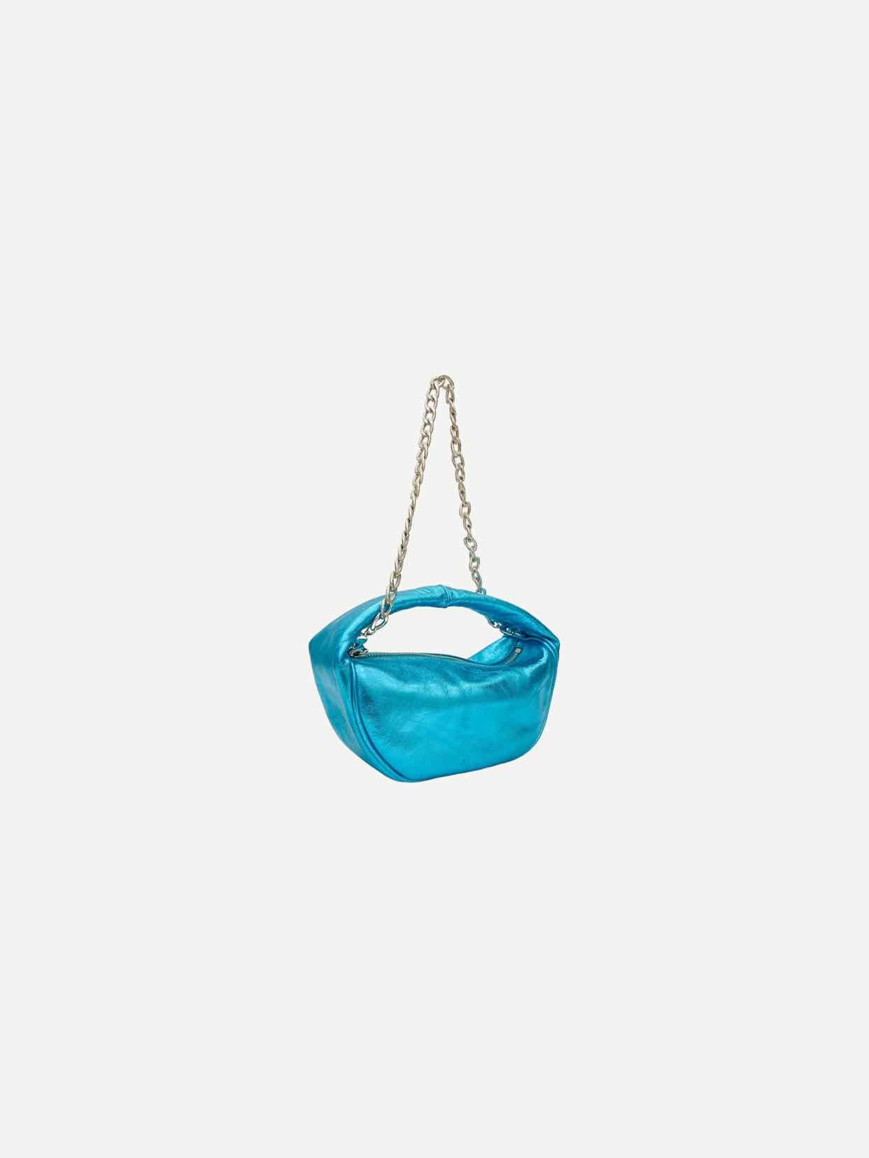 BY FAR Cush Metallic Blue Shoulder Bag