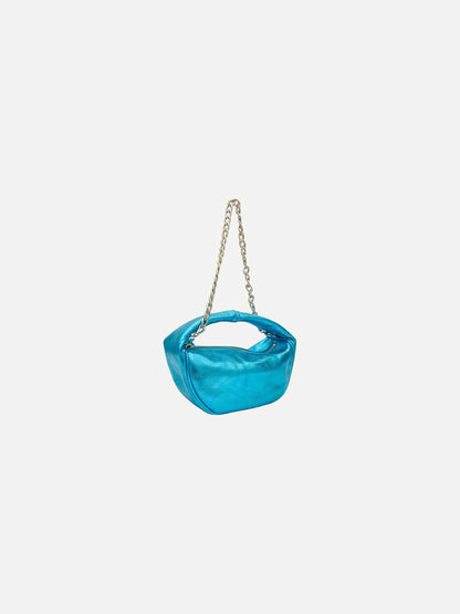 BY FAR Cush Metallic Blue Shoulder Bag
