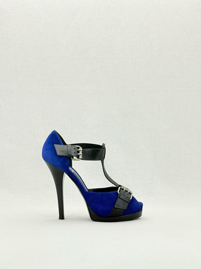 FENDI Blue & Black Size EU 39 Heeled Sandals