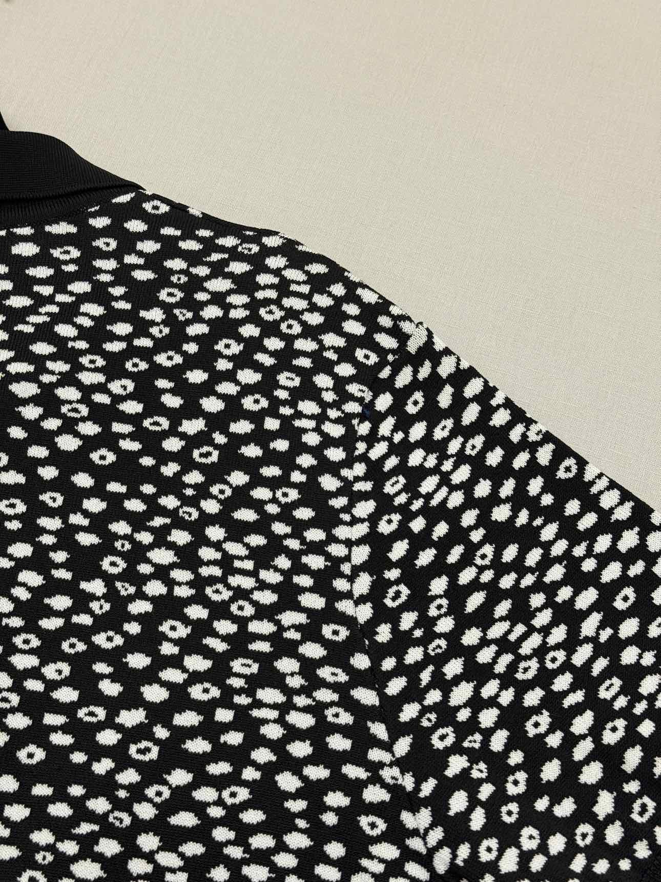 ADL Knitted Black & White Print Size XLarge Polo Shirt