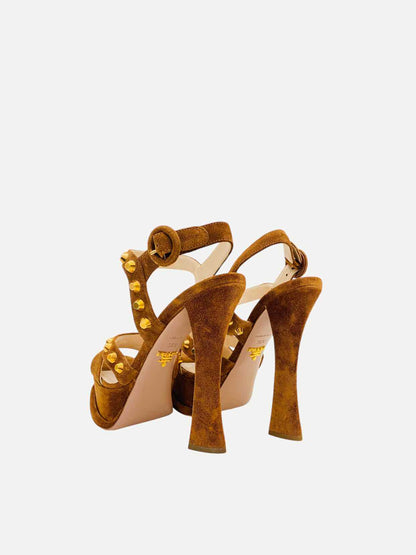 PRADA Abstract Brown Heeled Sandals 36.5