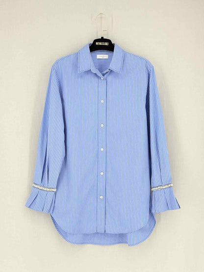 SANDRO Blue & White Striped &amp; Check Size US 8 Shirt