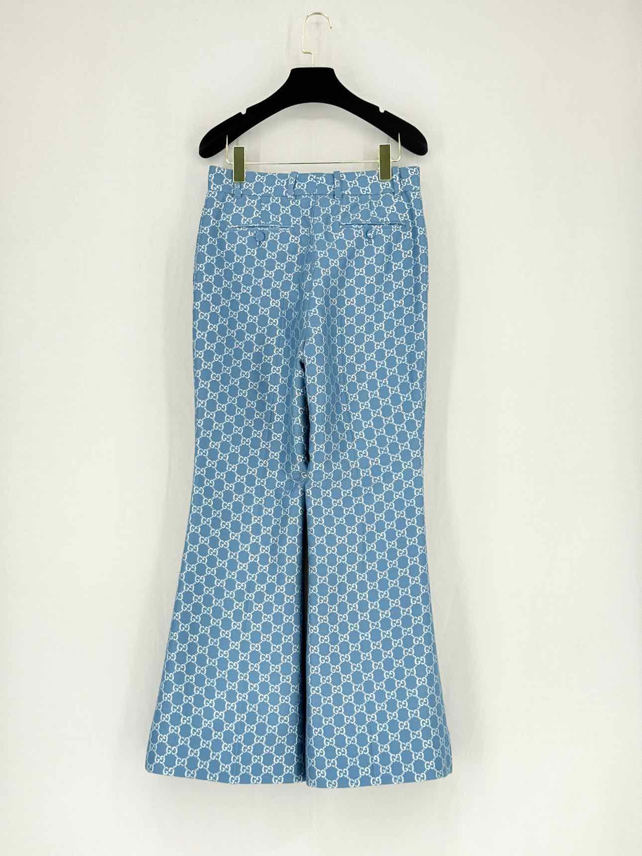 GUCCI GG Lame Blue GG Jacquard Size US 2 Pants