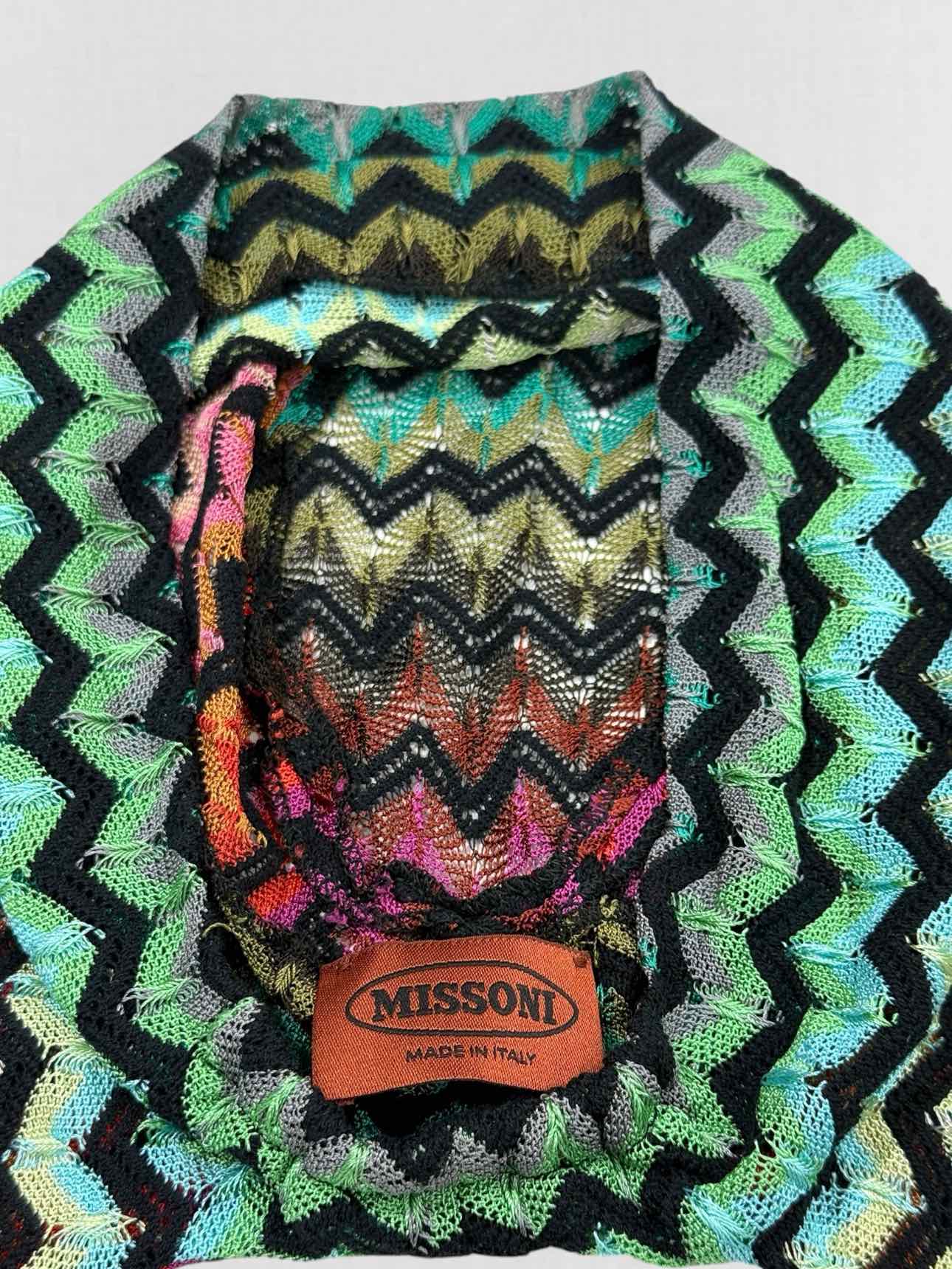MISSONI Green Multicolor Chevron Hat