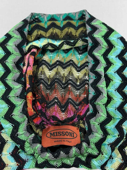 MISSONI Green Multicolor Chevron Hat