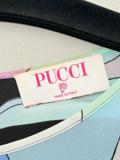 PUCCI Blue Multicolor Onde-Print Size US 8 Long Dress