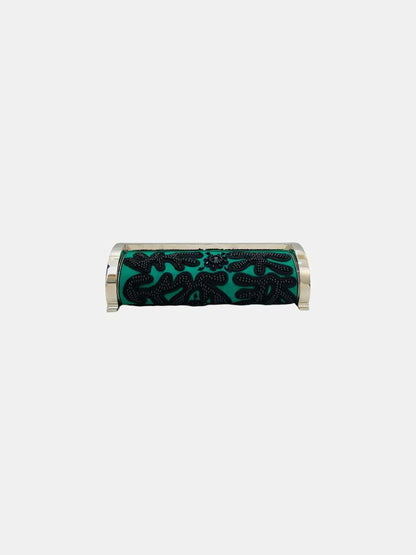 CAROLINA HERRERA Insignia Green & Black Clutch