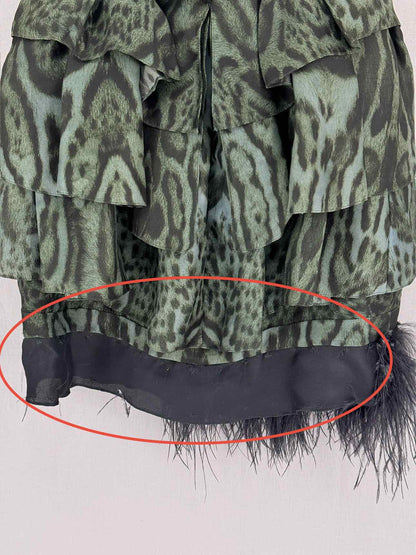 ROBERTO CAVALLI Green & Black Size US 4 Short Dress