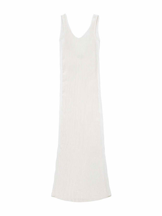 BARBARA CASASOLA Tank Dress White Ribbed Midi Dress