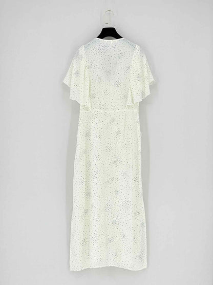 MAJE Racky Off-white & Black Size US 4 Midi Dress
