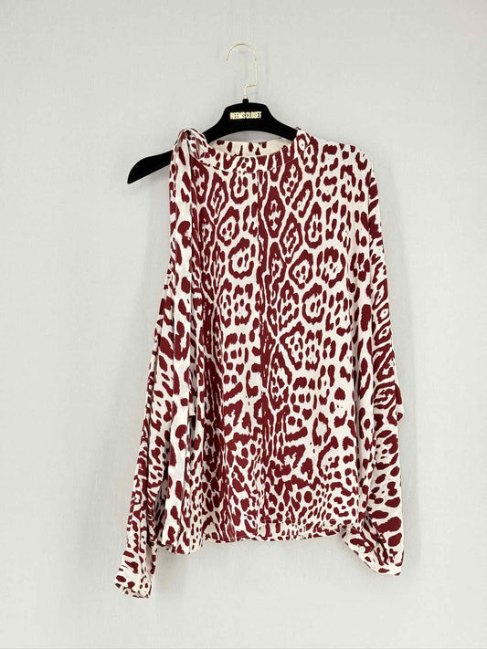 ROBERT RODRIGUEZ Burgundy & Beige Size Large Blouse