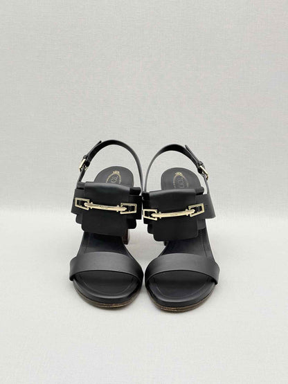 TOD'S Black Size EU 38.5 Heeled Sandals