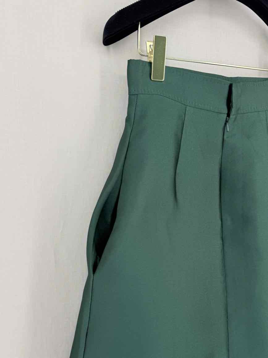 MAX MARA Green Pleated Size US 4 Knee Length Skirt