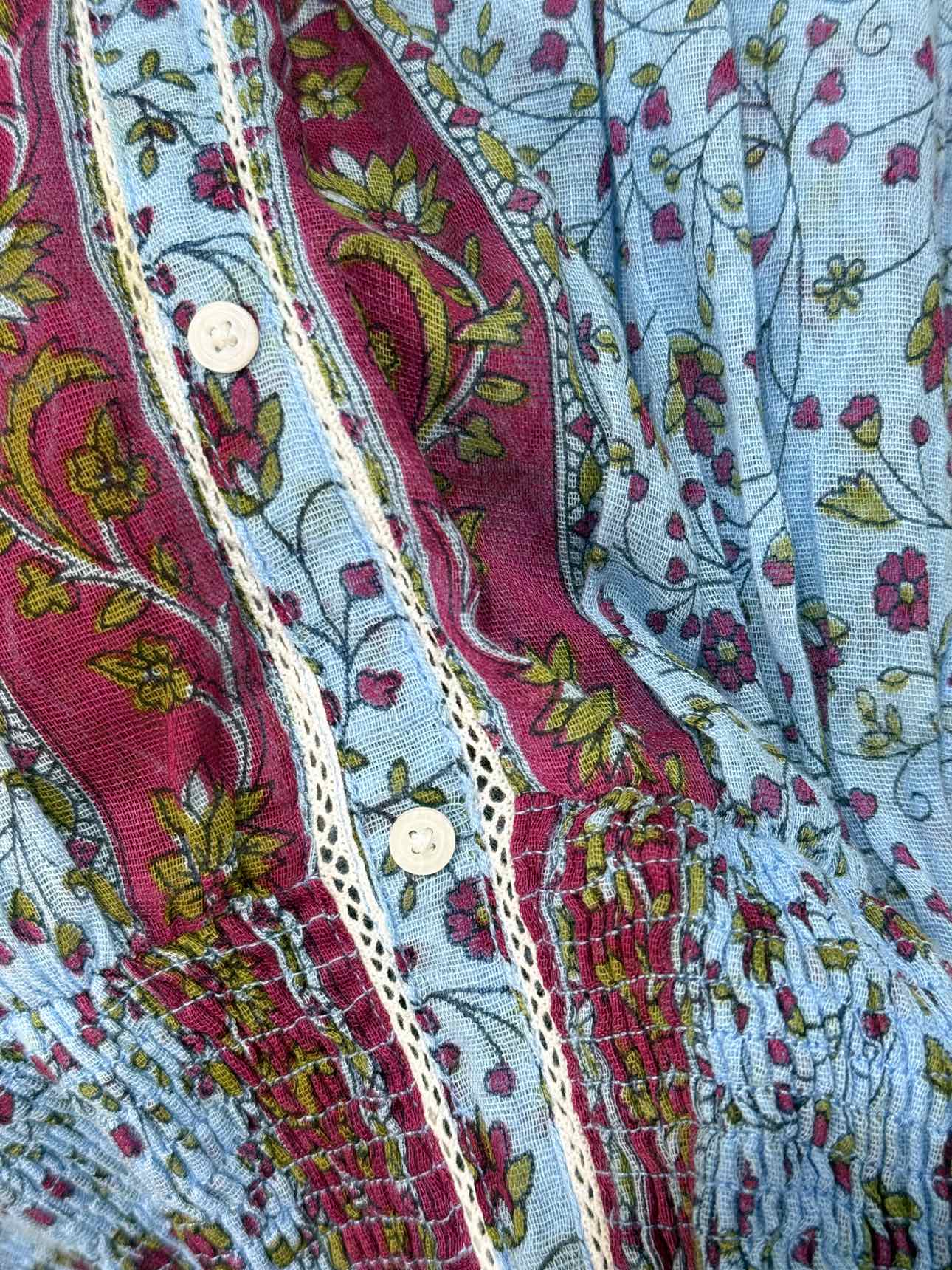 POUTTE ST BARTH Blue & Burgundy Size Large Short Dress