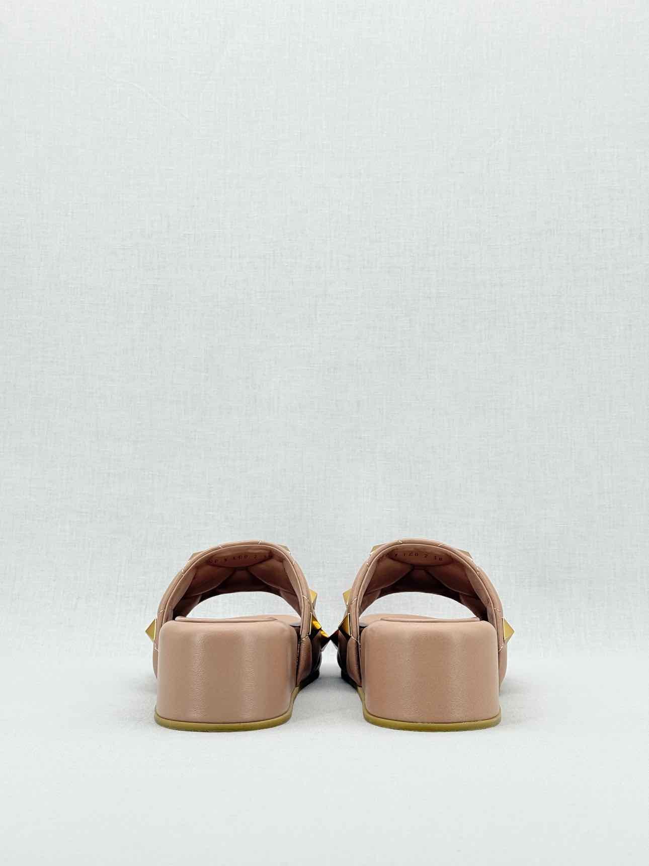 VALENTINO GARAVANI Roman Stud Beige Size EU 38 Slides