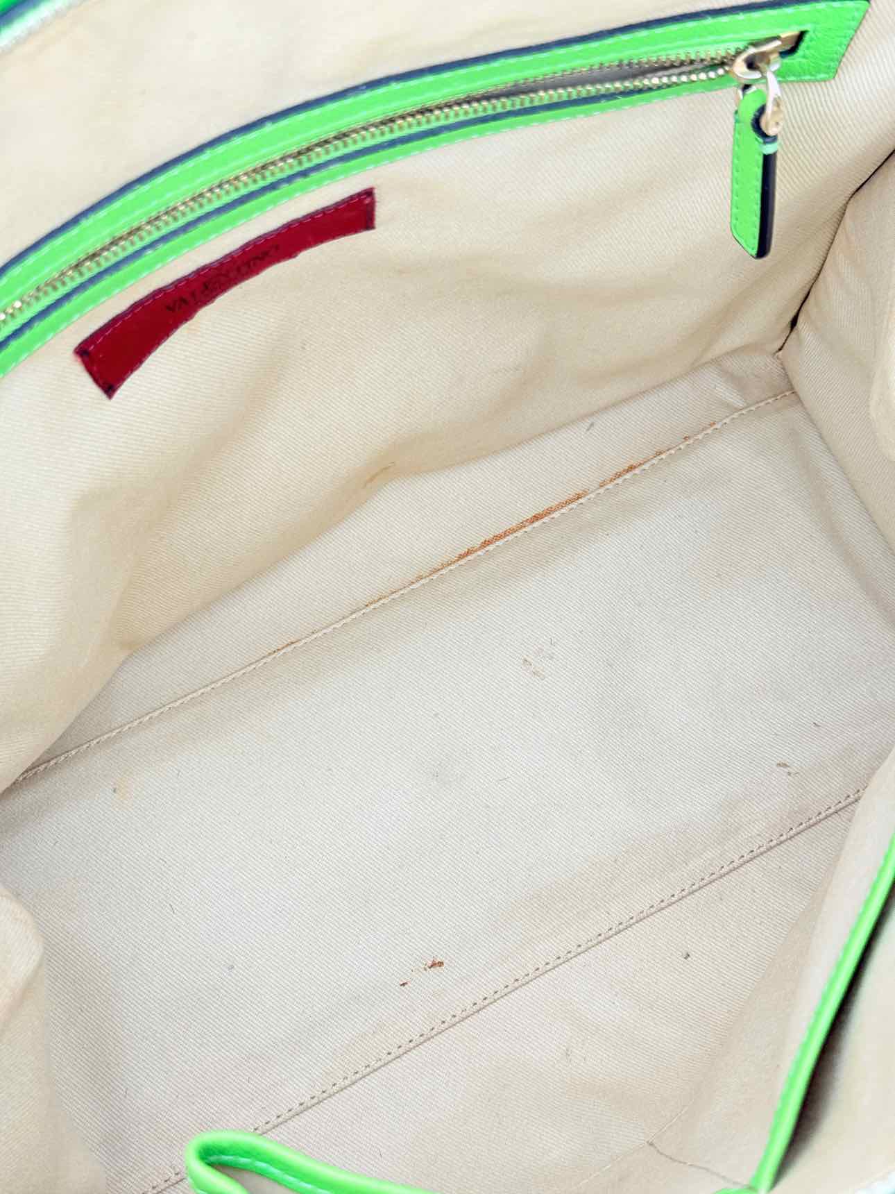 VALENTINO GARAVANI Rockstud Neon Green Tote Bag