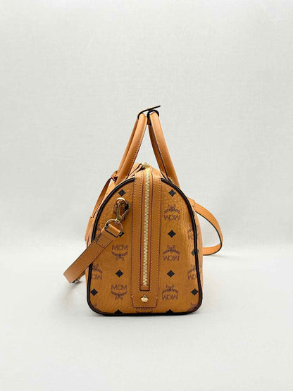 MCM Boston Brown Monogram Top Handle