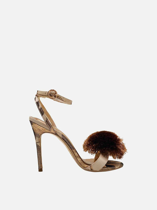 TED BAKER Pompom Metallic Bronze Heeled Sandals