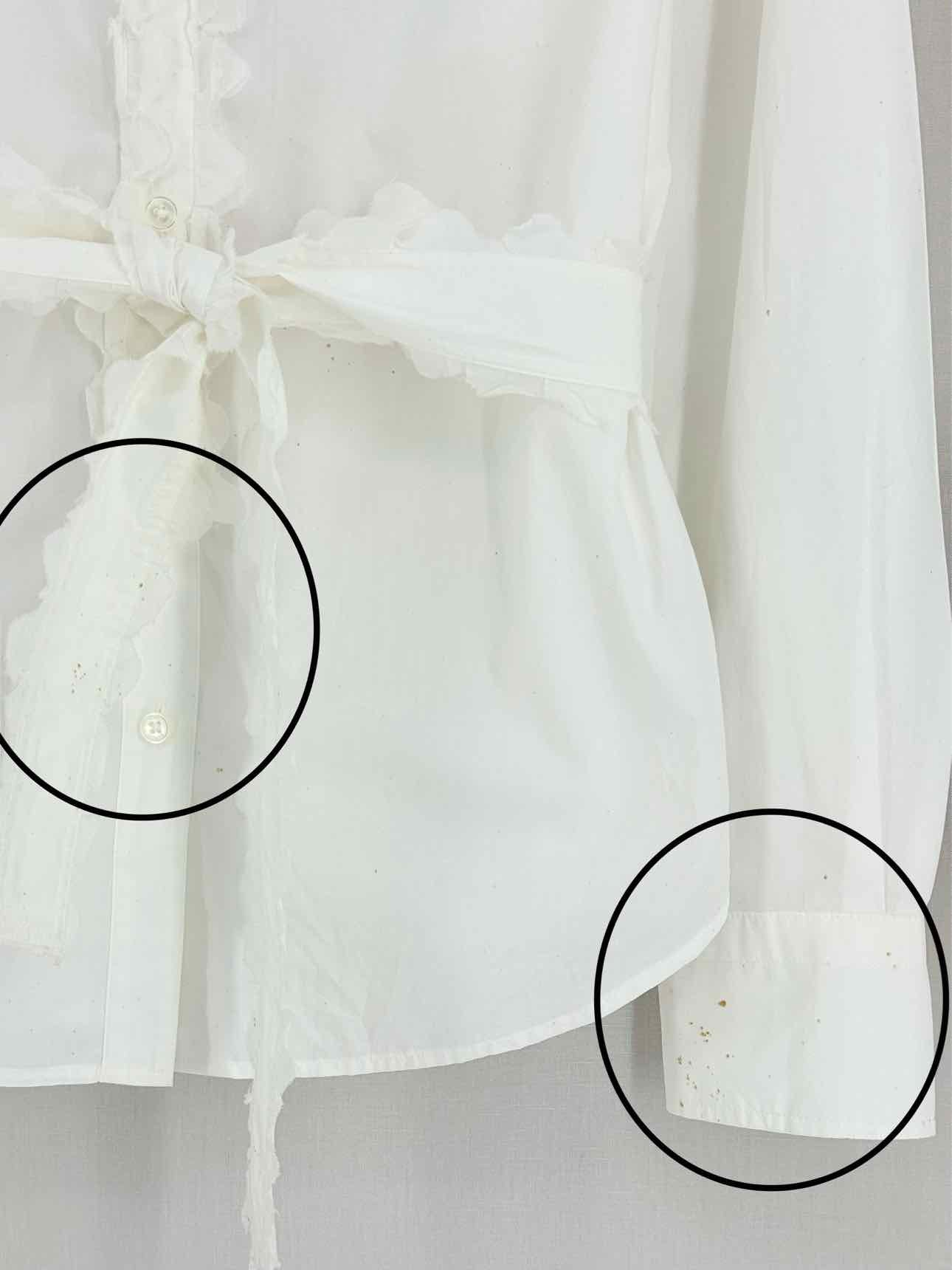 TORY BURCH White Ruffled Trim Size US 10 Shirt